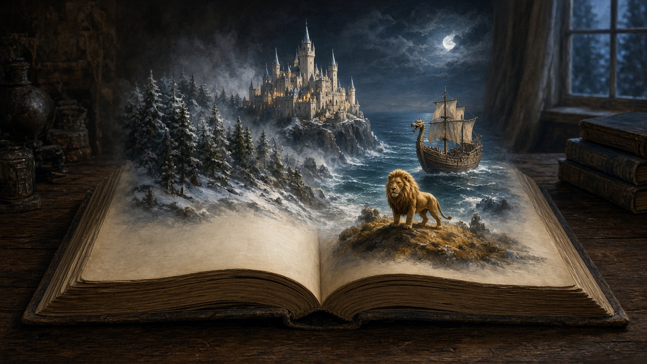Un livre ouvert d'où naît un paysage