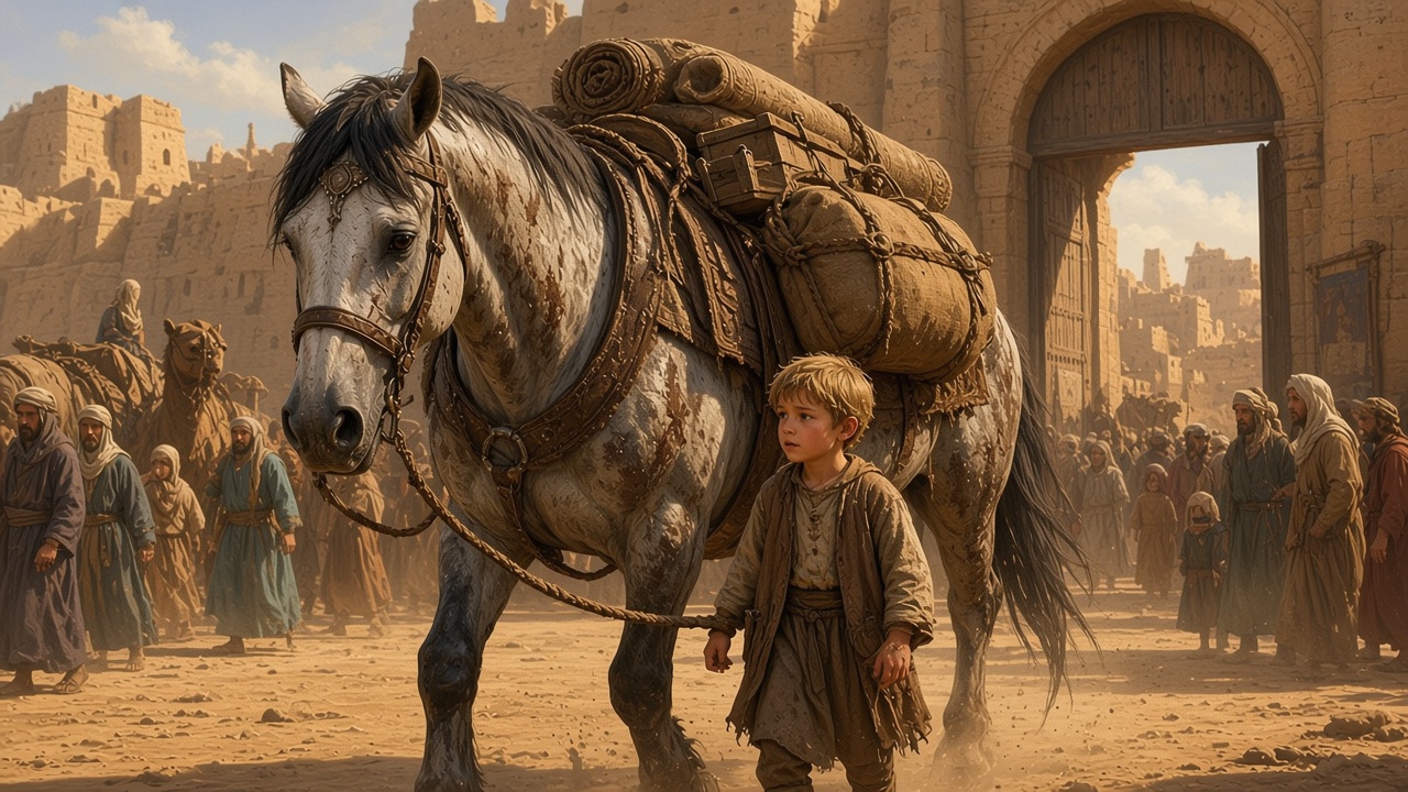 Bree, queue coupée, déguisé en cheval de bât