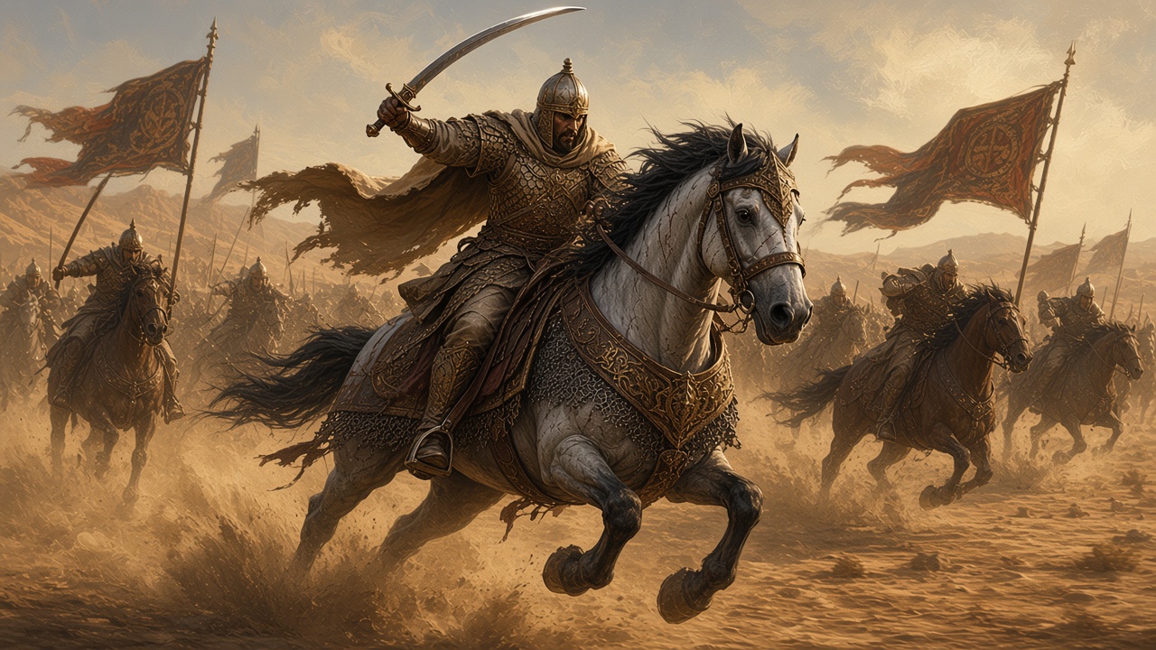 Bree, destrier de guerre, dans une bataille passée