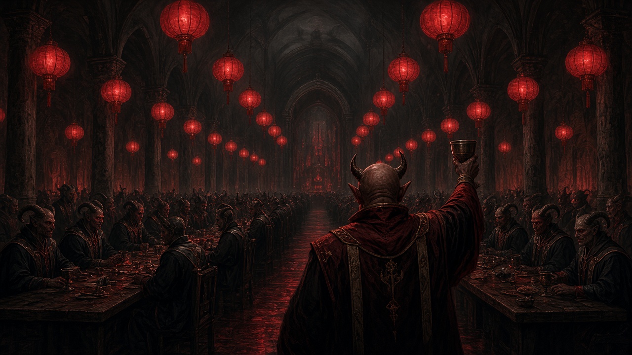 Un banquet infernal en clair-obscur, vu de loin