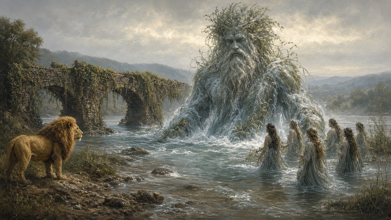 Le dieu du fleuve surgit et demande qu'on brise ses chaînes