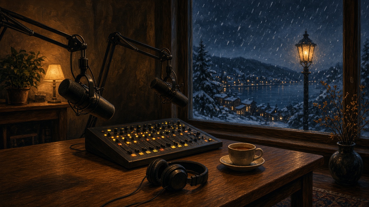 Un studio de radio en décembre 2005, prêt pour une émission sur Narnia
