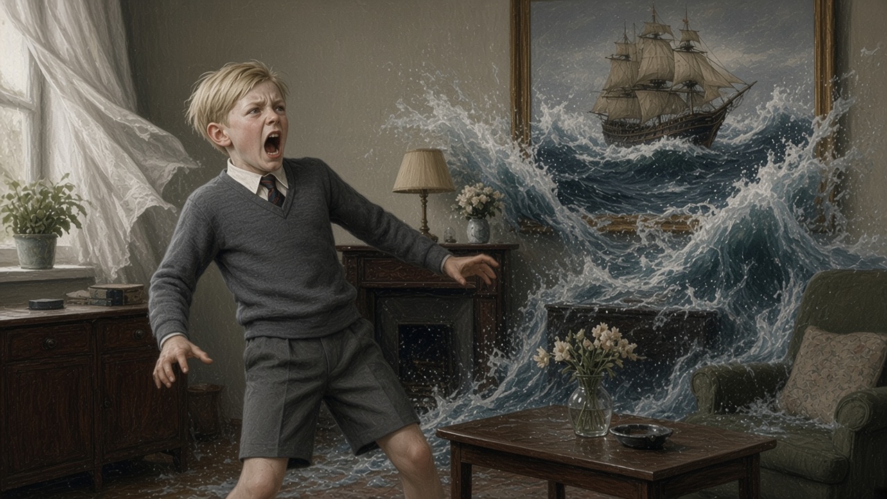 Eustache aspiré dans un tableau de navire
