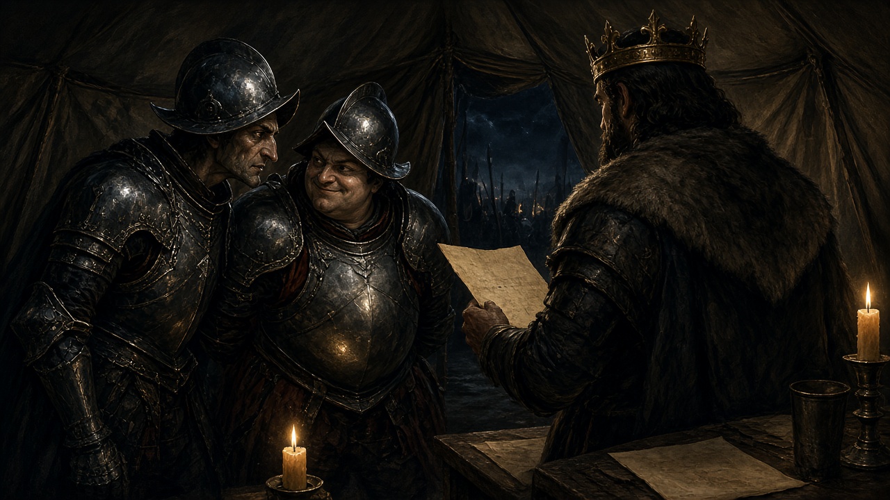 Glozelle et Sopespian complotent dans la tente royale