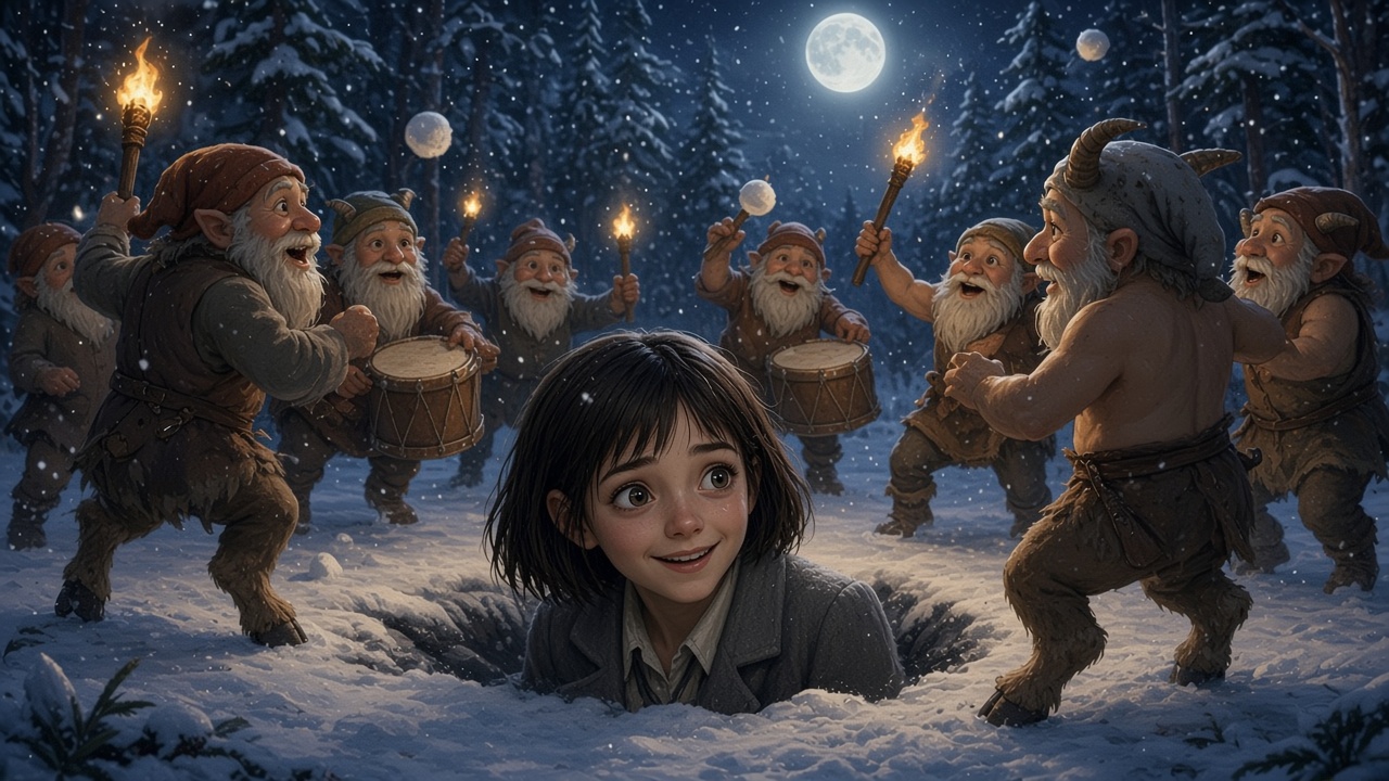 Jill danse avec les nains et faunes sous la lune après la délivrance