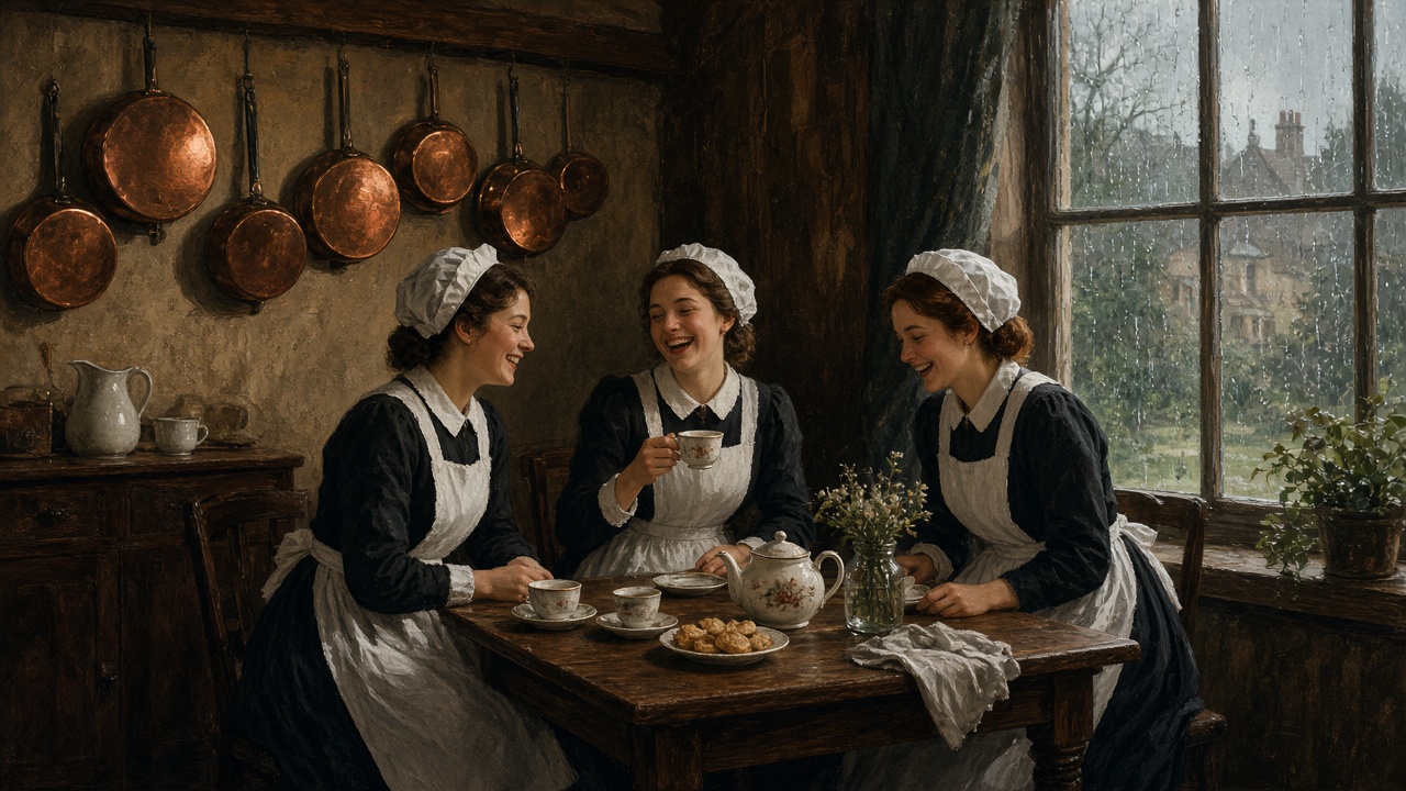 Les trois bonnes dans l'office de la grande maison