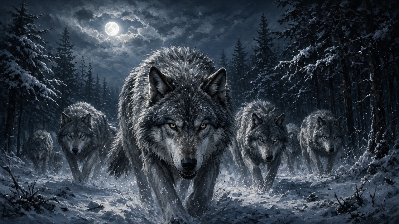 Des loups dans la neige
