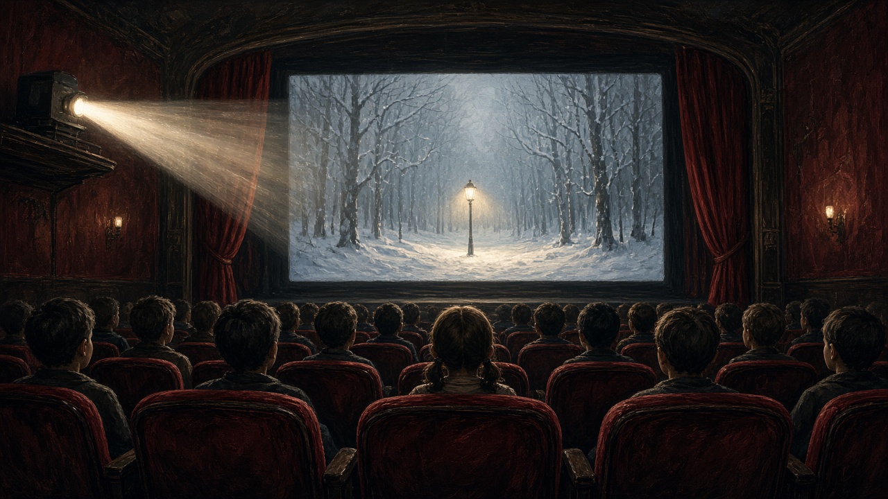 Un cinéma ancien rempli d'enfants