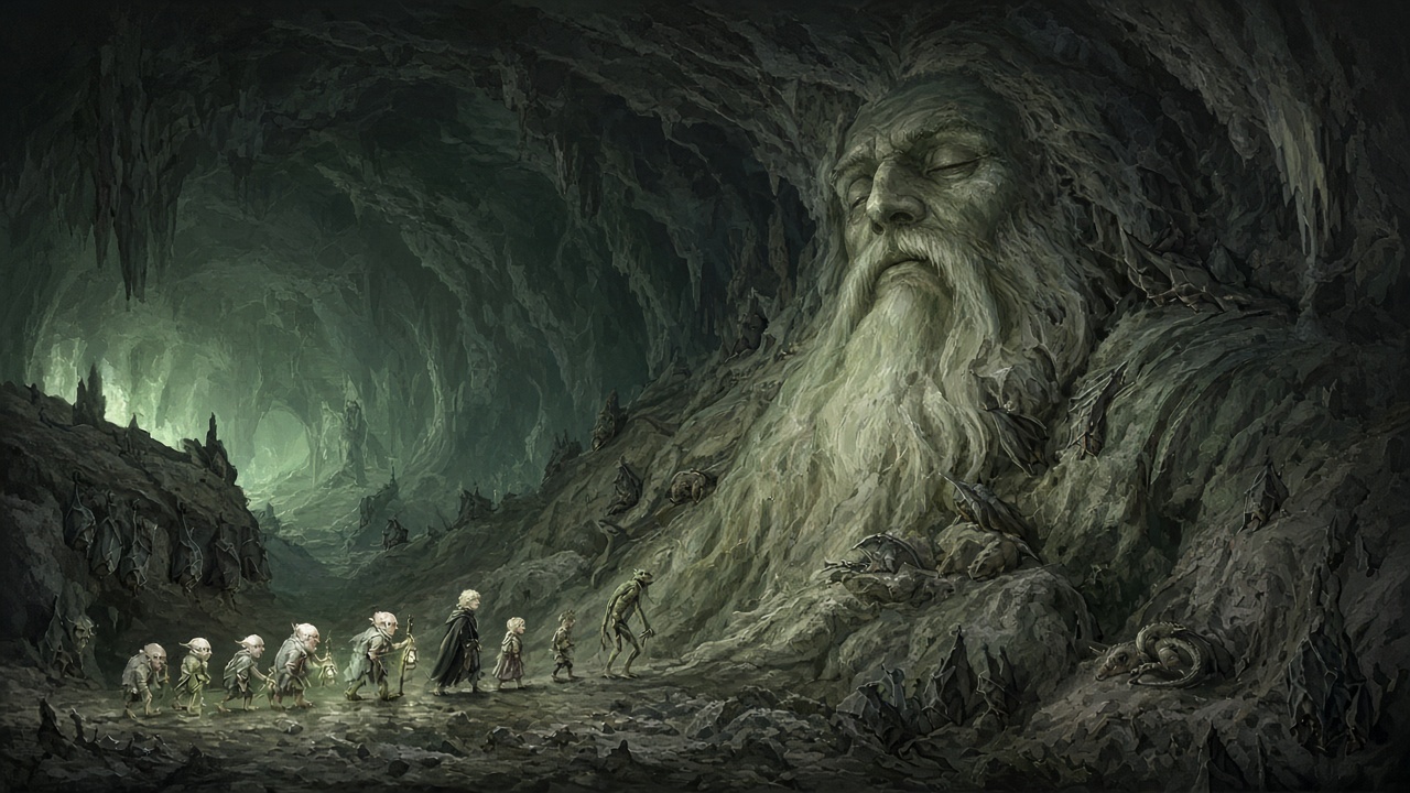 Le Père Temps dort dans une caverne immense