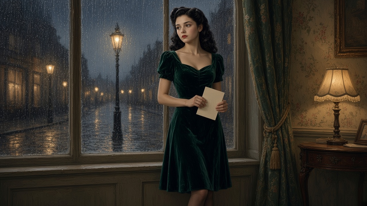 Susan, jeune femme des années 1940, seule à une fenêtre