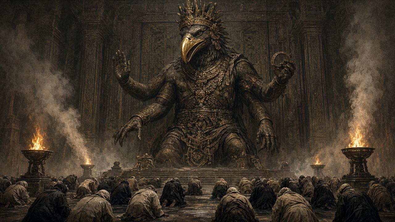 La statue de Tash dans le grand temple