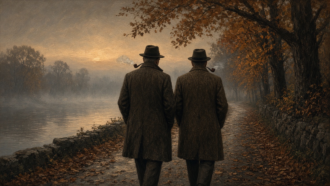 Deux professeurs sur un sentier d'Oxford